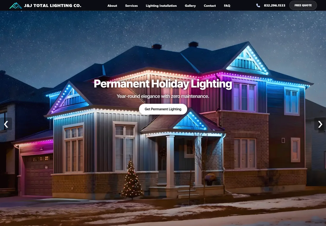 J&J Total Lighting Co. website homepage preview
