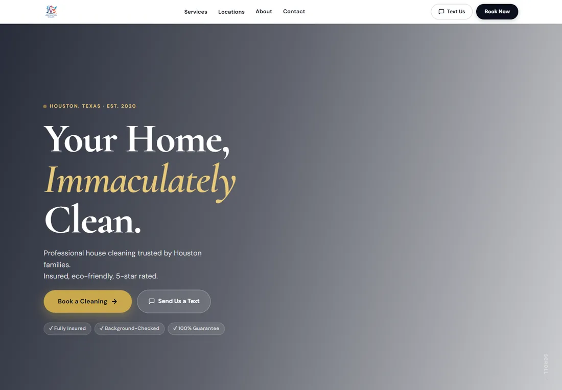 JVS Home Cleaning booking website preview